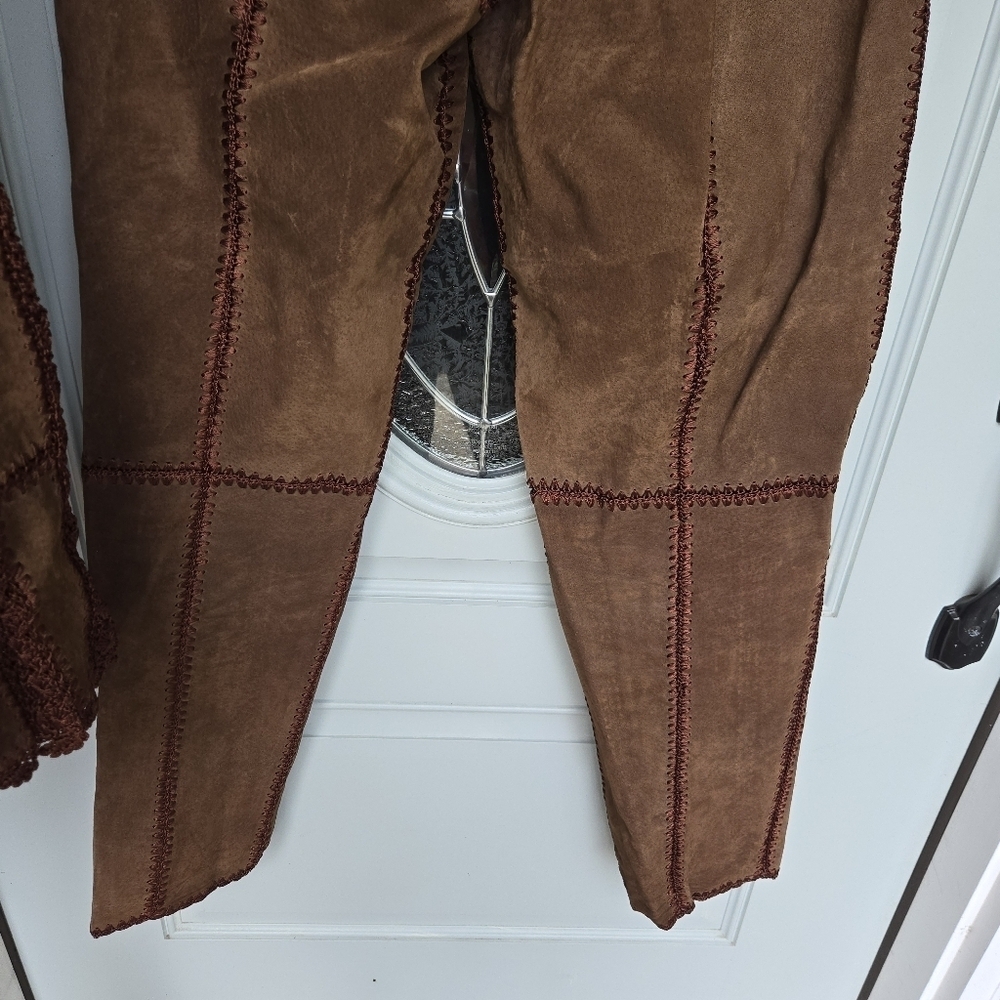 Vintage SMH Crochet Leather 2 Piece Jacket & Trouser Set - Picture 10 of 14
